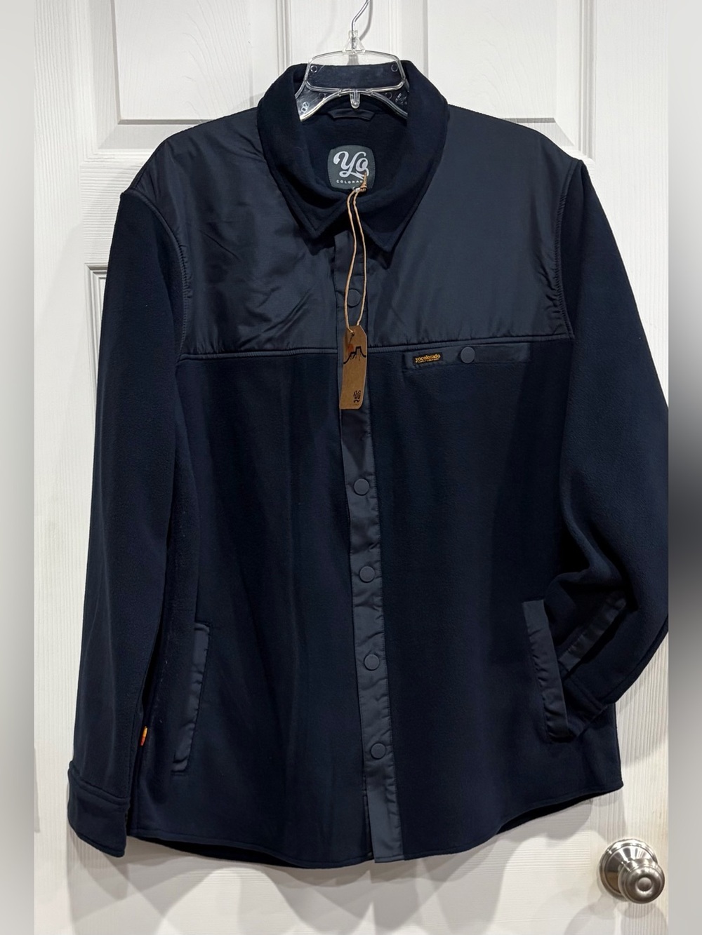 Yo Colorado Men's XL Nomad Fleece Snap Jacket Navy Blue NWT Hip Pockets Coat